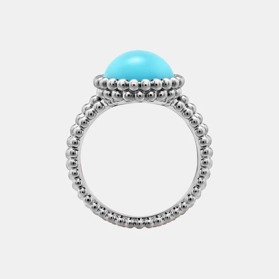 Bague Perlée Van Cleef & Arpels en or blanc, turquoise — photographie du modèle, cote d’occasion GOLDMARKET