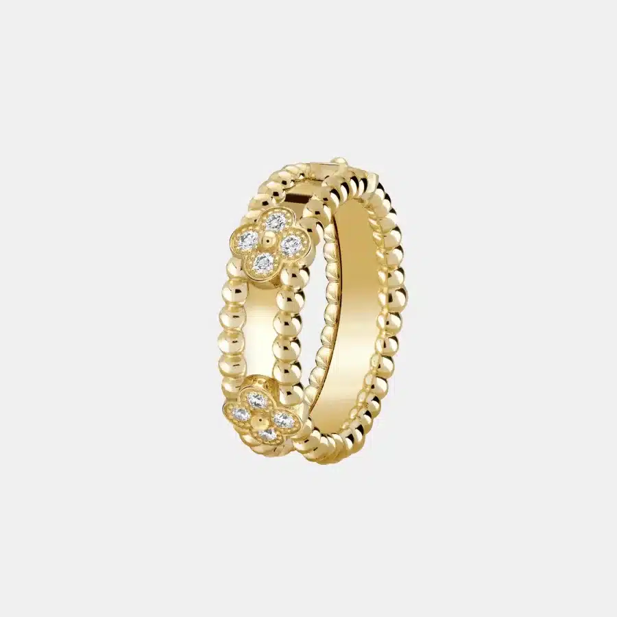 Bague Perlée Van Cleef & Arpels en or jaune, diamant 0.34ct — photographie du modèle, cote d’occasion GOLDMARKET