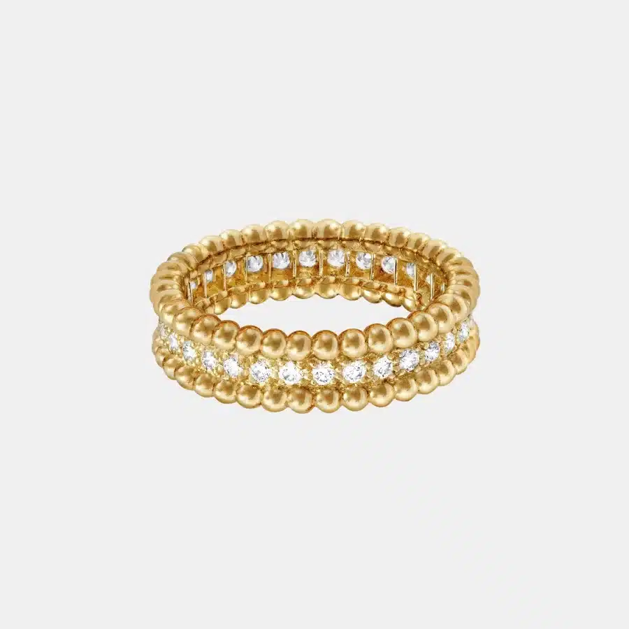 Bague Perlée Van Cleef & Arpels en or jaune, diamant 0.53ct — photographie du modèle, cote d’occasion GOLDMARKET
