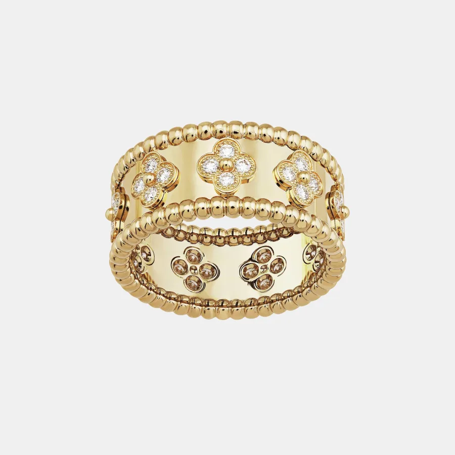 Bague Perlée Van Cleef & Arpels en or jaune, diamant 0.62ct — photographie du modèle, cote d’occasion GOLDMARKET