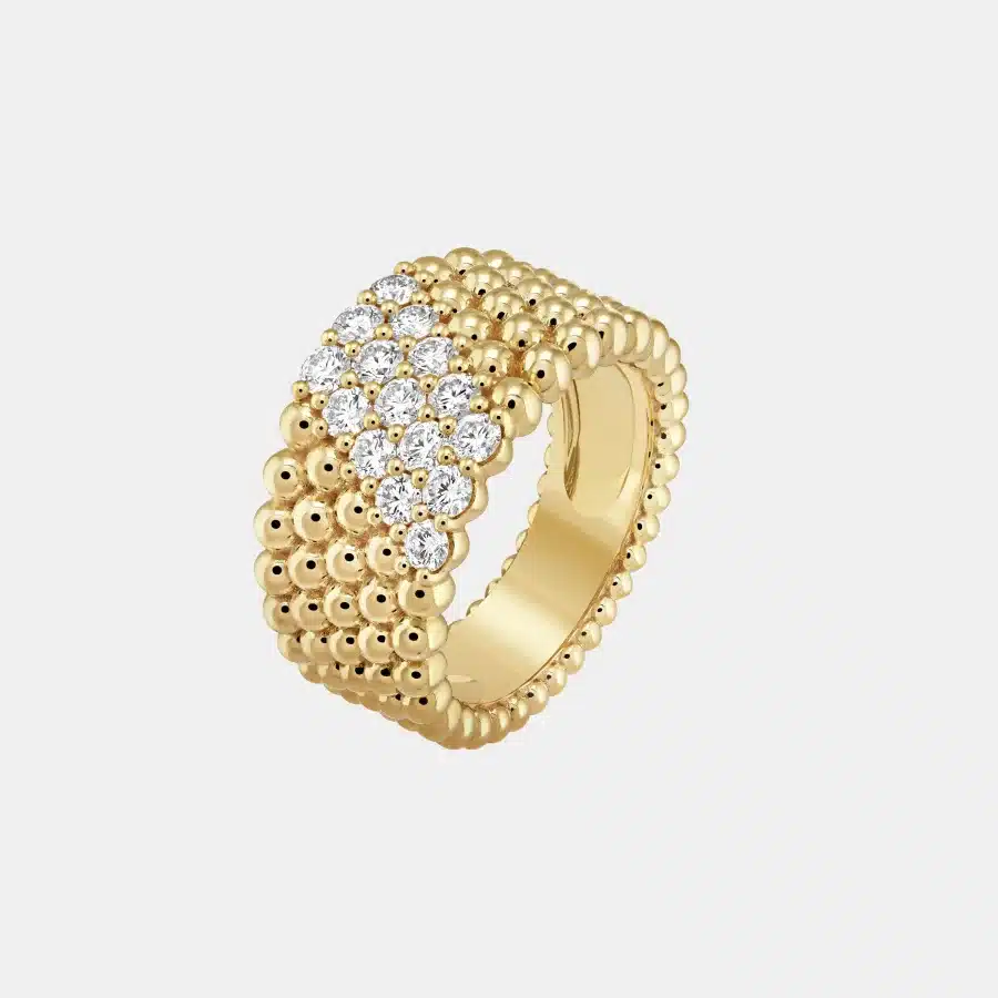Bague Perlée Van Cleef & Arpels en or jaune, diamant 0.77ct — photographie du modèle, cote d’occasion GOLDMARKET