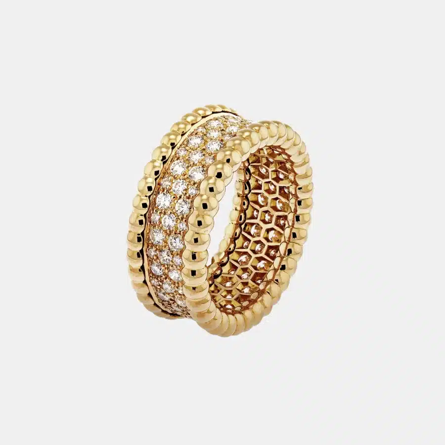 Bague Perlée Van Cleef & Arpels en or jaune, diamant 1.16ct — photographie du modèle, cote d’occasion GOLDMARKET