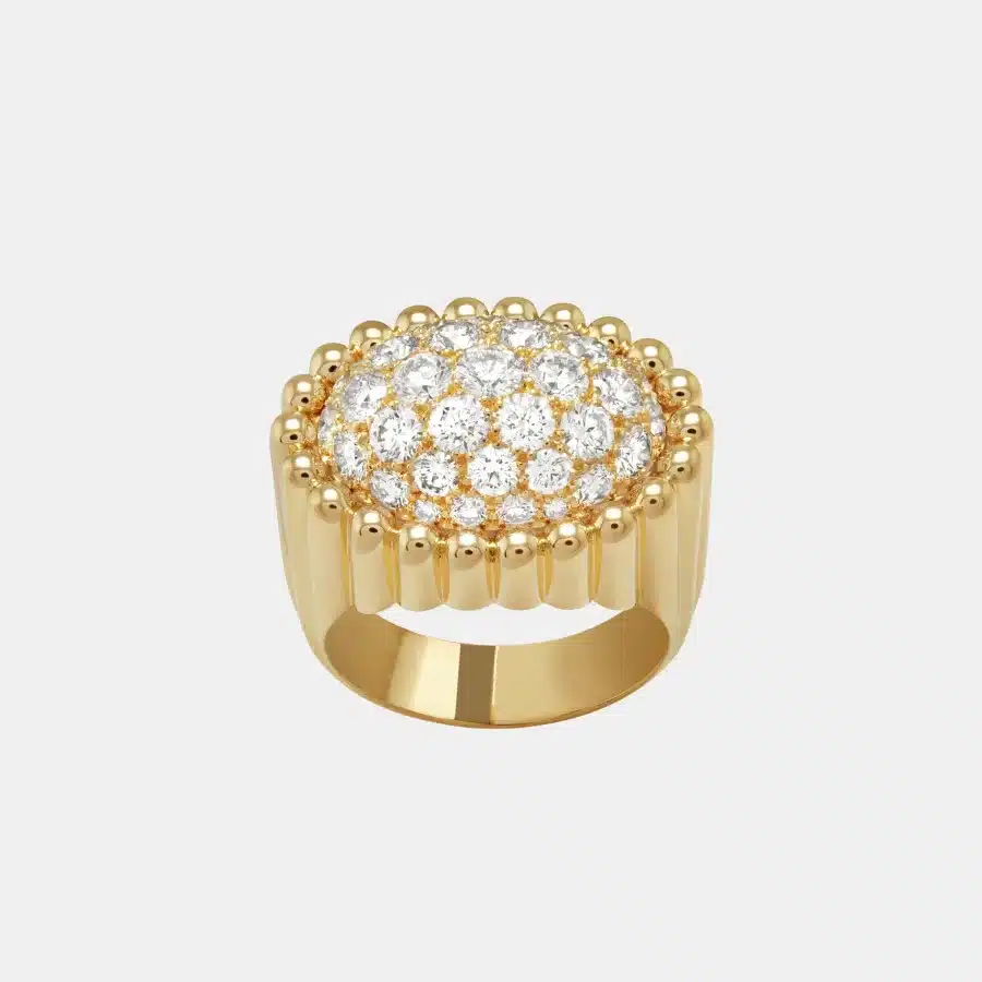 Bague Perlée Van Cleef & Arpels en or jaune, diamant 2.28ct — photographie du modèle, cote d’occasion GOLDMARKET