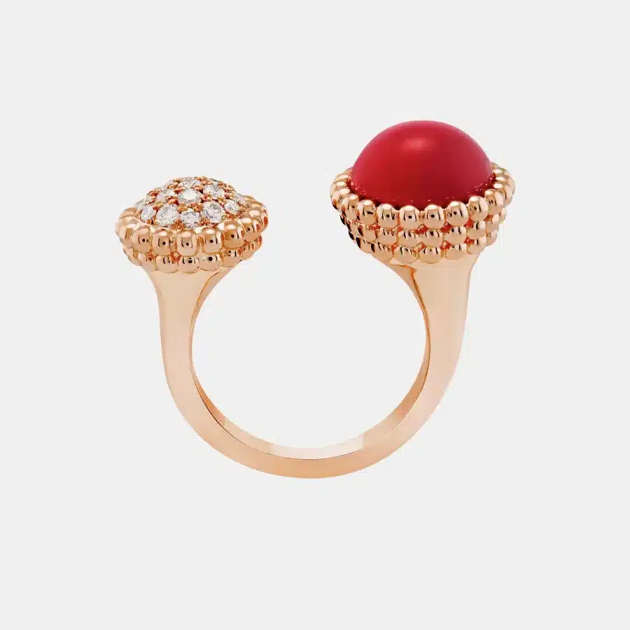 Bague Perlée Van Cleef & Arpels en or rose, diamant 0.35ct — photographie du modèle, cote d’occasion GOLDMARKET
