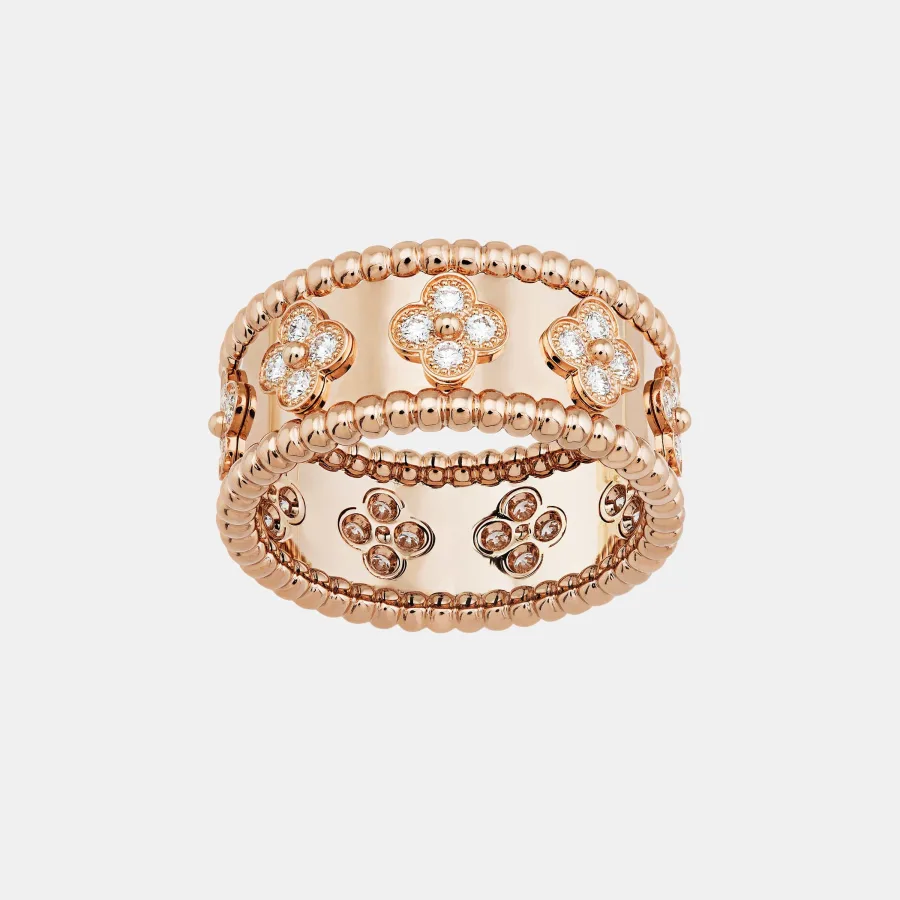 Bague Perlée Van Cleef & Arpels en or rose, diamant 0.62ct — photographie du modèle, cote d’occasion GOLDMARKET