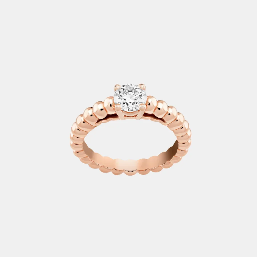 Bague Perlée Van Cleef & Arpels en or rose, diamant 0.7ct — photographie du modèle, cote d’occasion GOLDMARKET