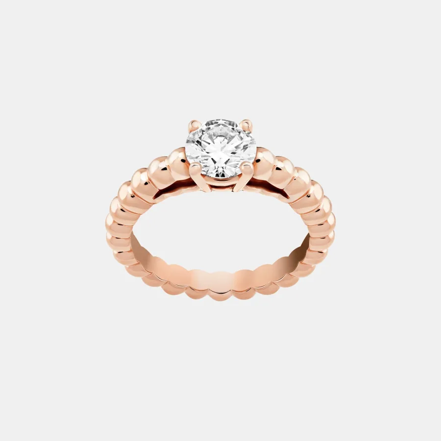 Bague Perlée Van Cleef & Arpels en or rose, diamant 1ct — photographie du modèle, cote d’occasion GOLDMARKET