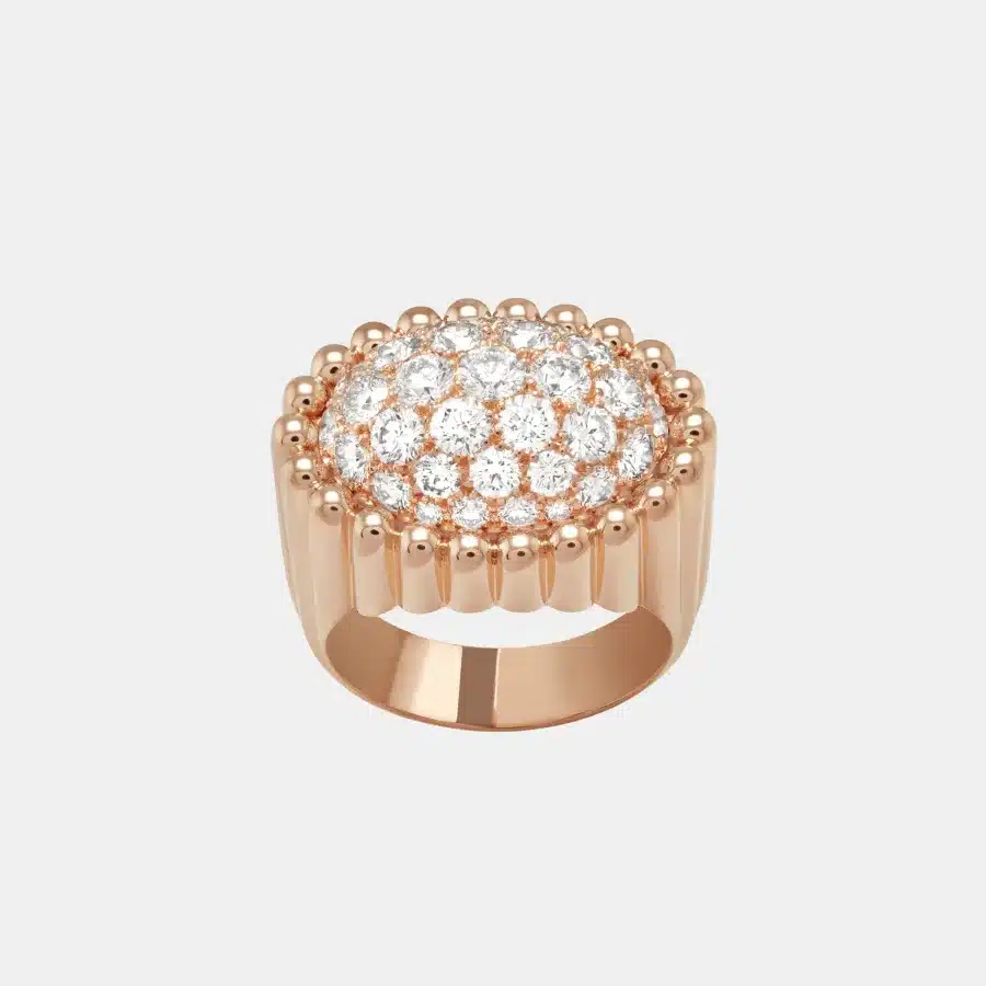 Bague Perlée Van Cleef & Arpels en or rose, diamant 2.28ct — photographie du modèle, cote d’occasion GOLDMARKET