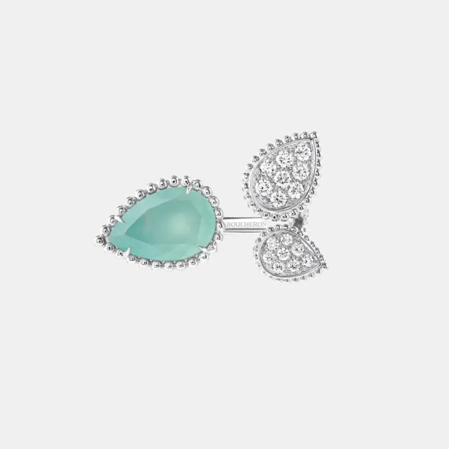 Bague Serpent Bohème Boucheron en or blanc, aquaprase 2.99ct 3 motifs