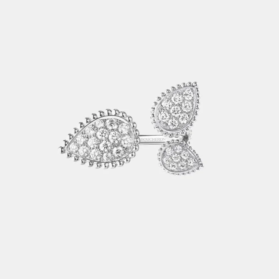 Bague Serpent Bohème Boucheron en or blanc, diamant 1.13ct, trois motifs.