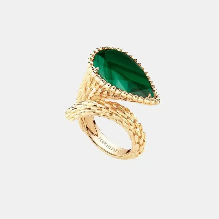 Bague Serpent Bohème Boucheron en or jaune, malachite s motif 11.45ct — photographie du modèle, cote d’occasion GOLDMARKET