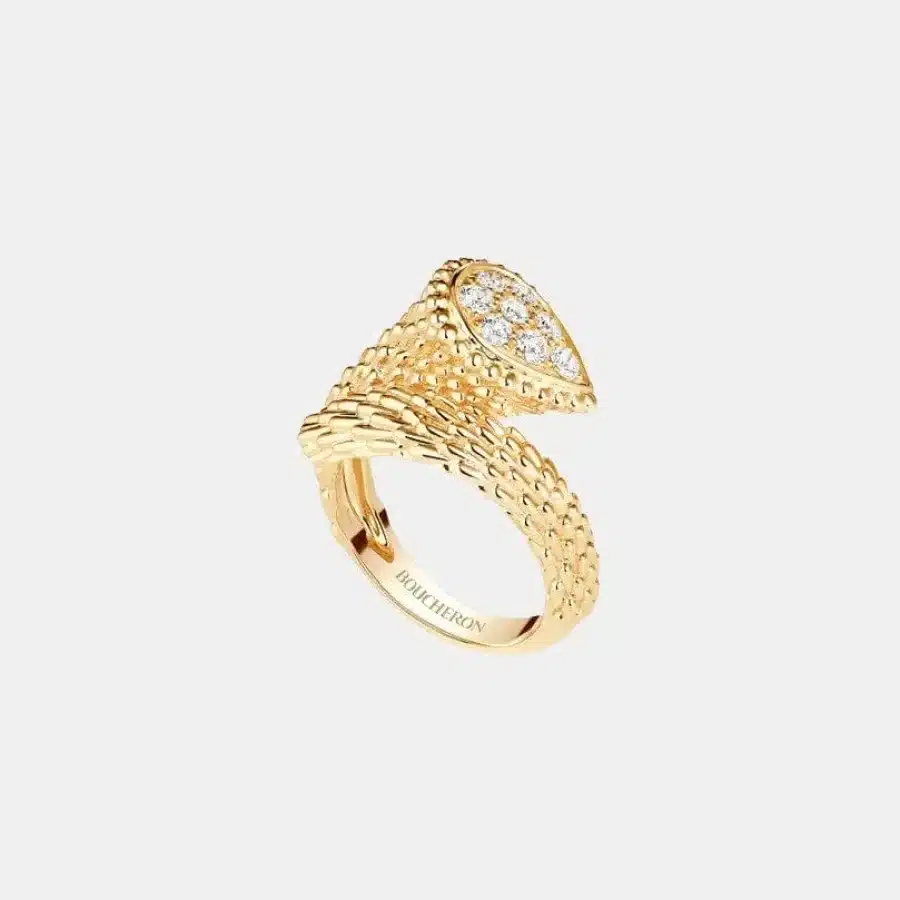 Bague Serpent Bohème Boucheron en or jaune, s motif diamant 0.33ct — photographie du modèle, cote d’occasion GOLDMARKET