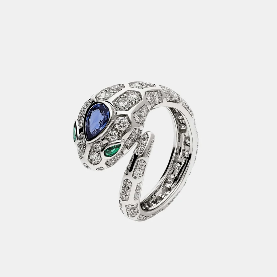 Bague Serpenti Bulgari en or blanc, émeraude 0.09ct