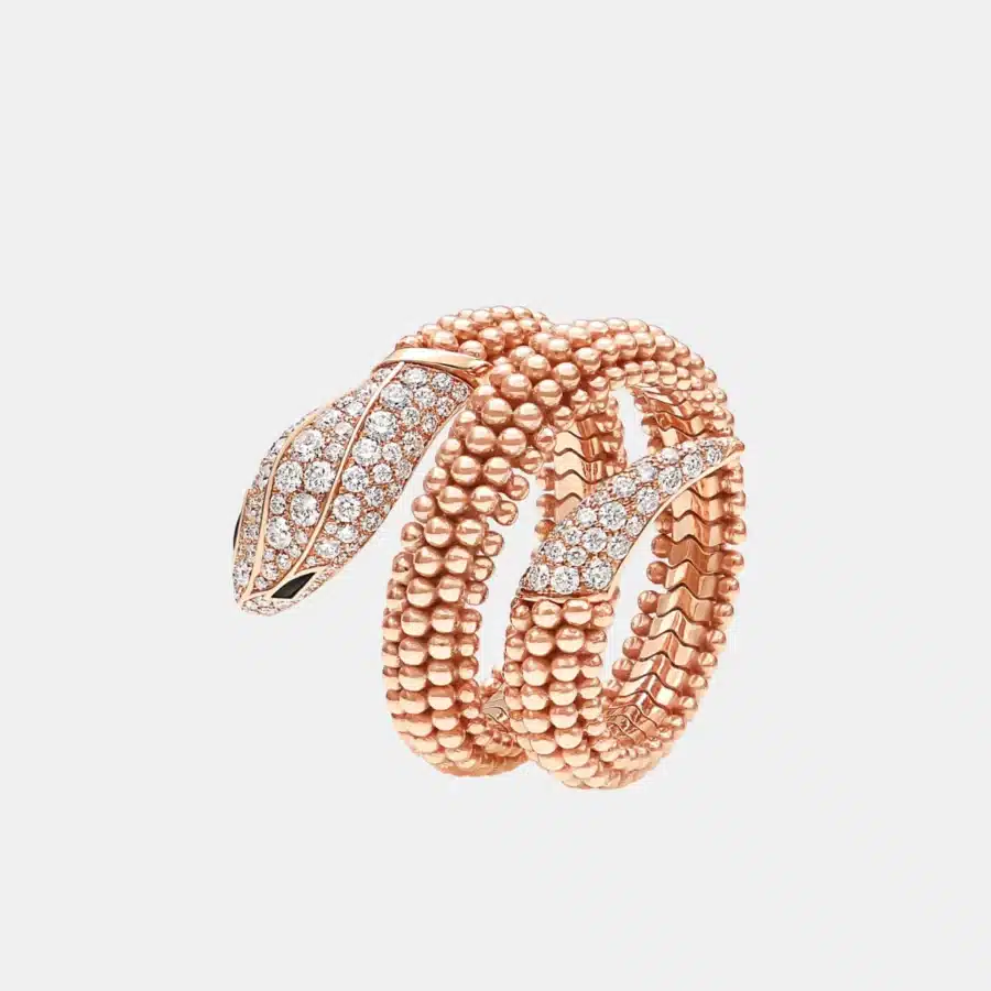 Bague Serpenti Bulgari en or rose, onyx — photographie du modèle, cote d’occasion GOLDMARKET