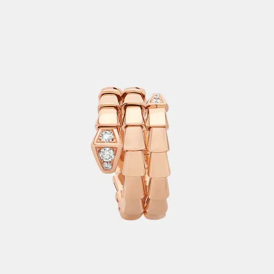 Bague Serpenti Viper Bulgari en or rose, diamant 0.1ct — photographie du modèle, cote d’occasion GOLDMARKET
