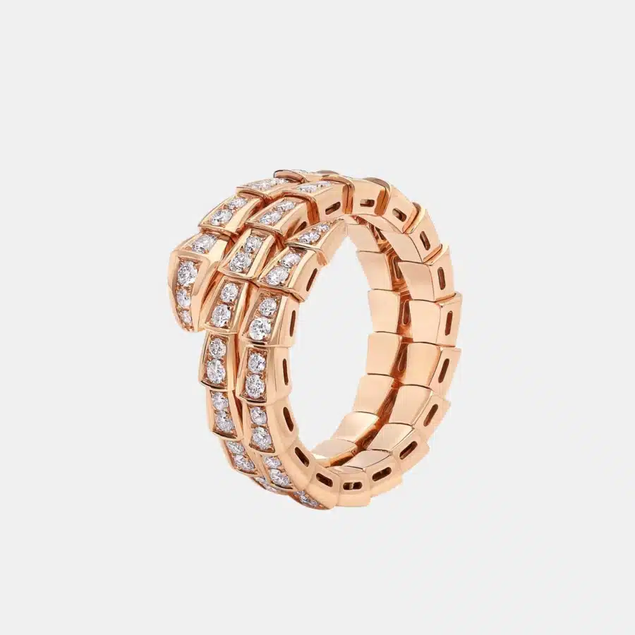 Bague Serpenti Viper Bulgari en or rose, diamant 1.13ct — photographie du modèle, cote d’occasion GOLDMARKET