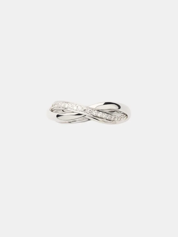 Bague Tresse Poiray en or blanc, diamant 0.3ct