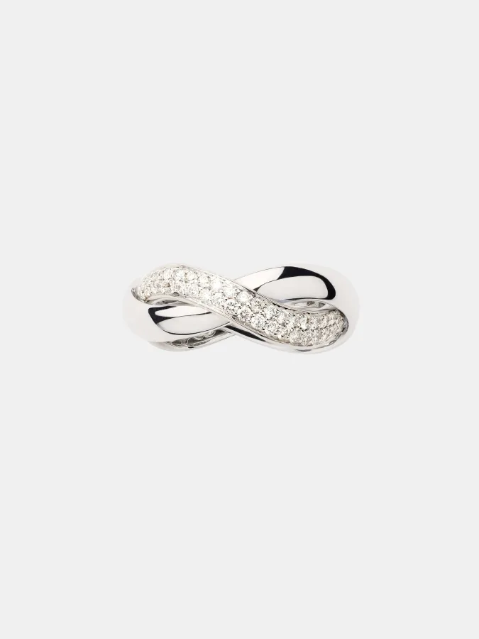 Bague Tresse Poiray en or blanc, diamant 0.4ct