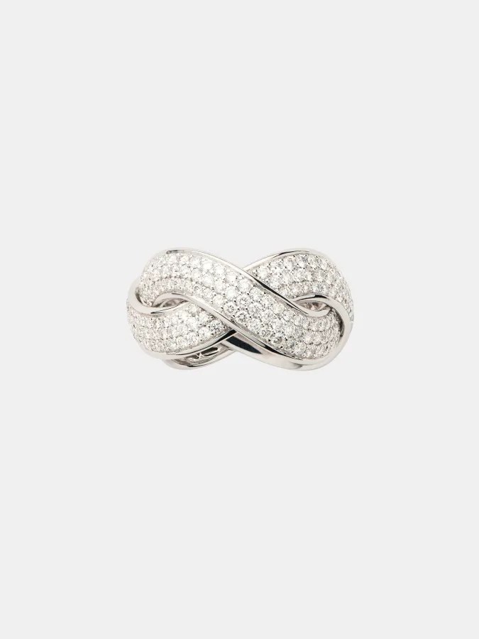 Bague Tresse Poiray en or blanc, diamant 1ct