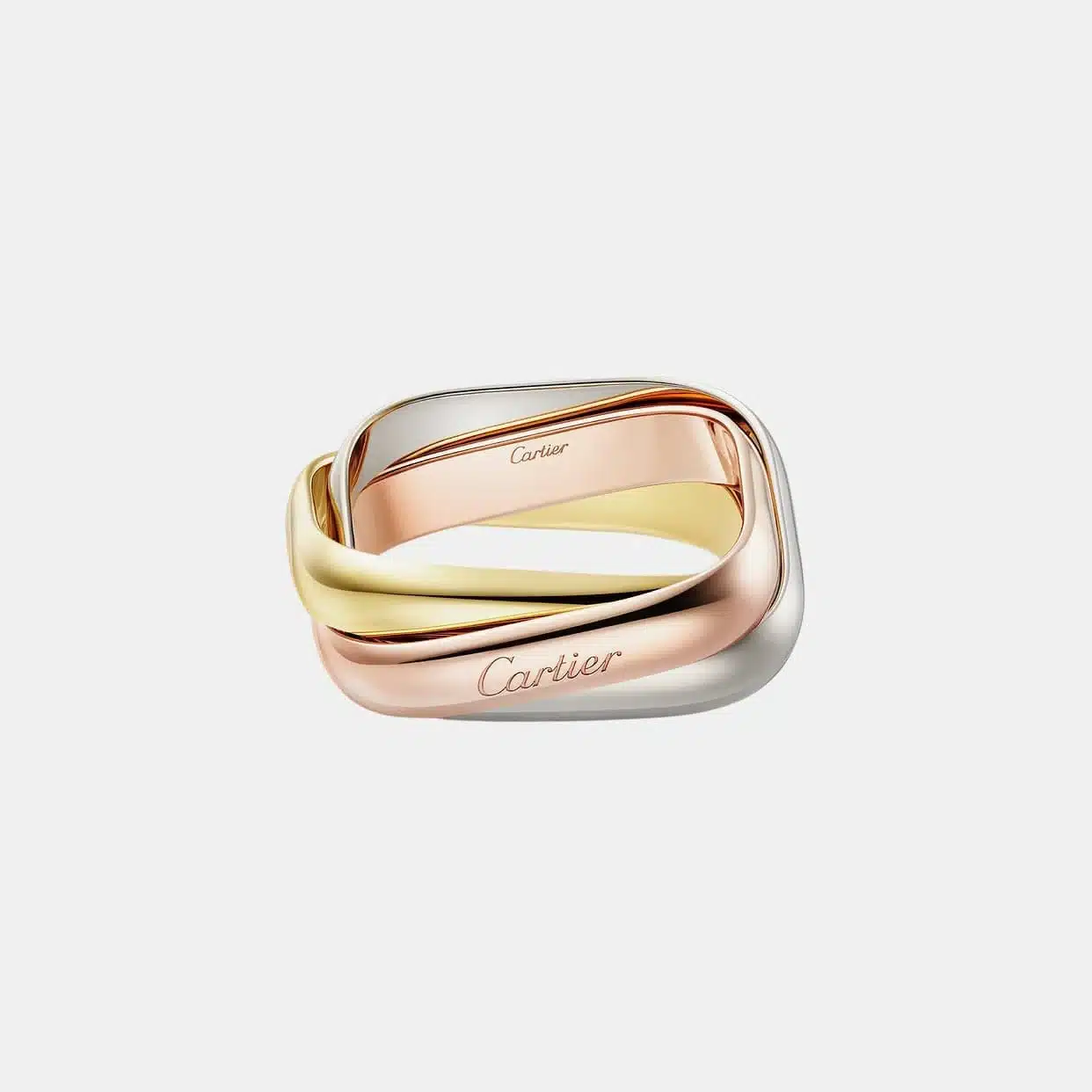 Bague Trinity Cartier moyen modèle, de forme coussin