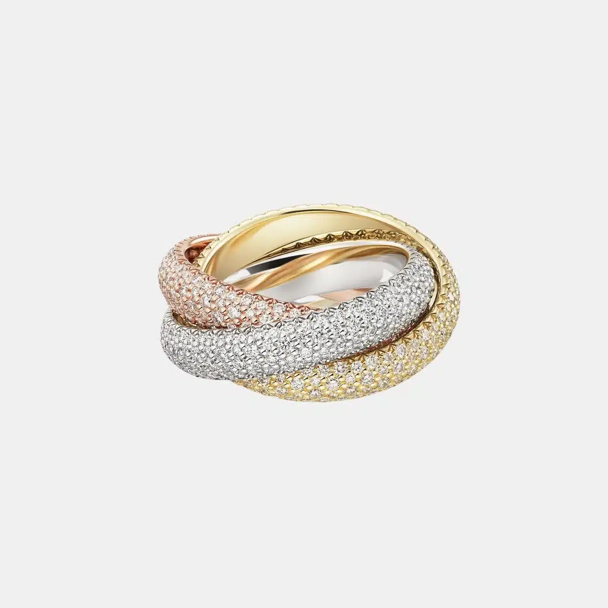 Bague Trinity Cartier grand modèle, 600 diamants pavé