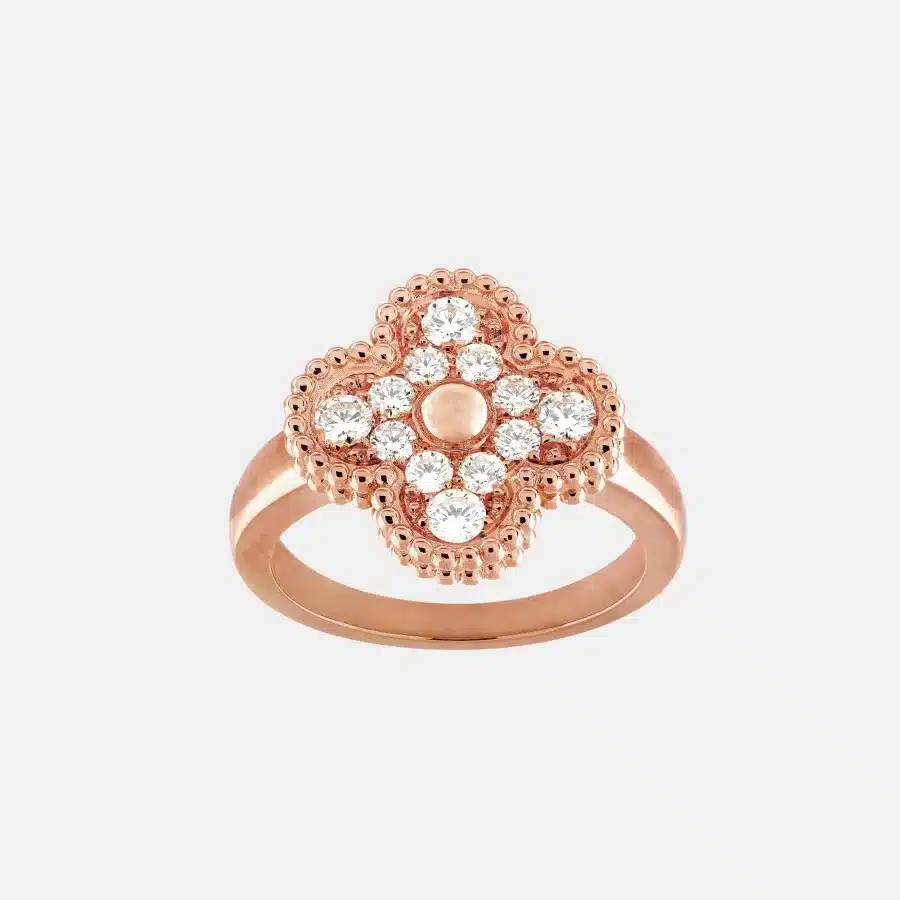 Bague Vintage Alhambra Van Cleef & Arpels en or rose, diamant 0.48ct — photographie du modèle, cote d’occasion GOLDMARKET