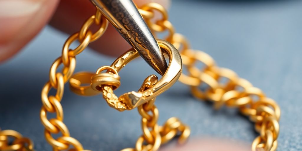 Bijoux en or abîmés réparés par un bijoutier.