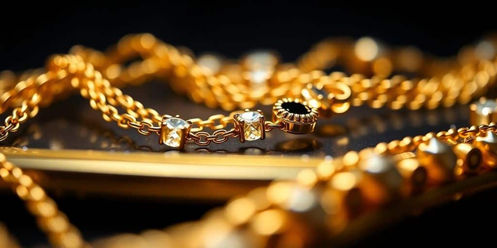 Bijoux en or faits à la main, gros plan sur les détails.