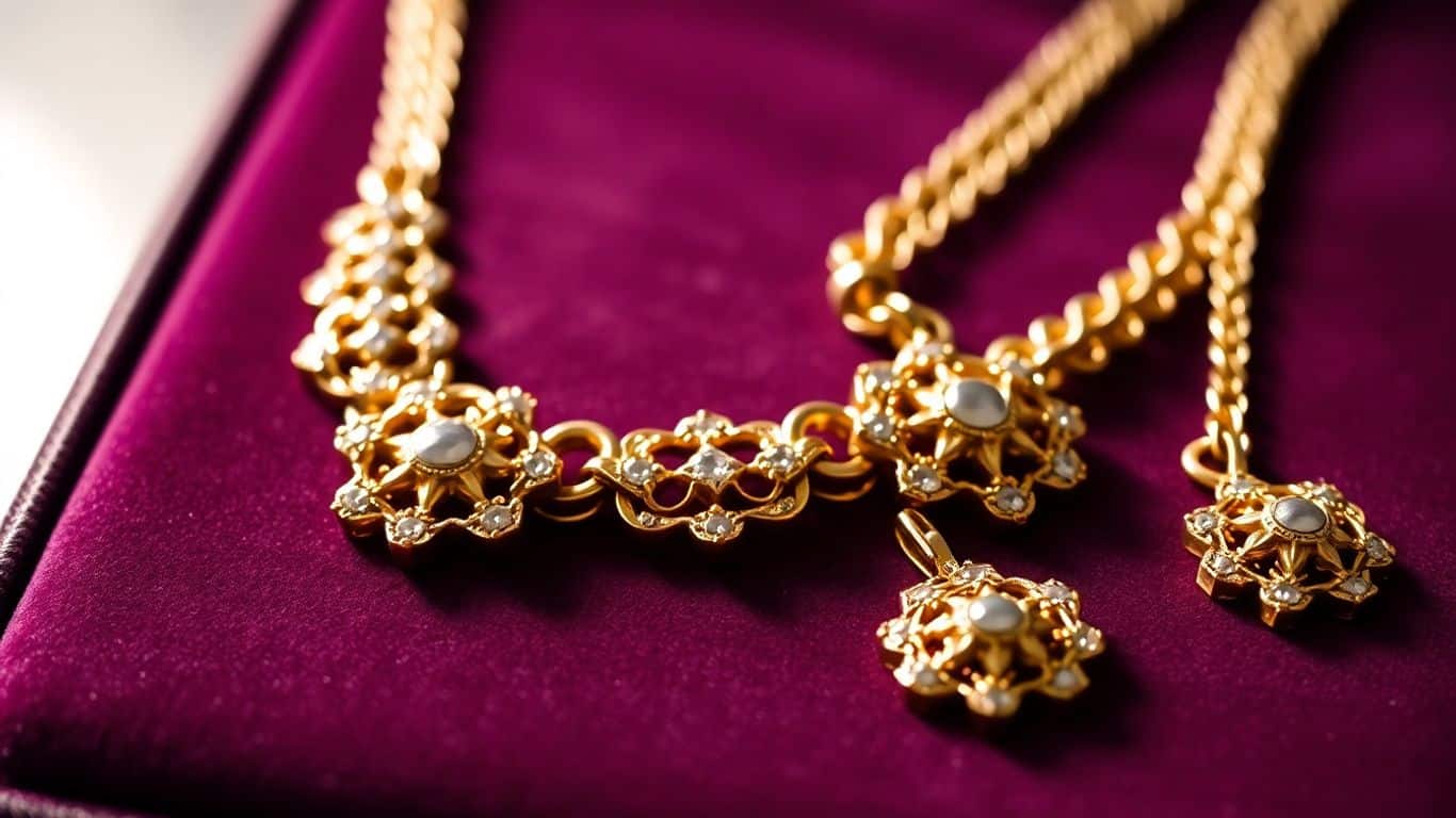 Bijoux en or luxueux sur fond de velours