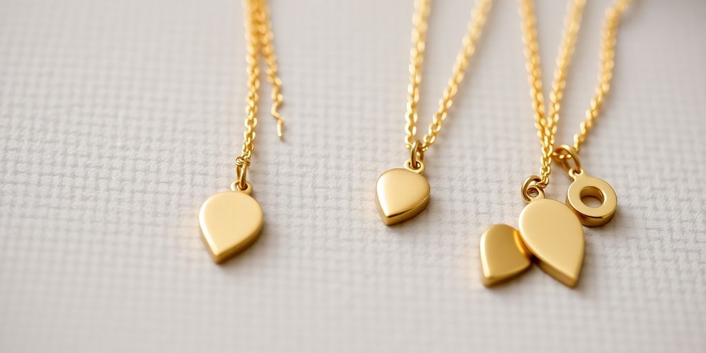 Bijoux en or minimalistes et épurés sur fond doux.