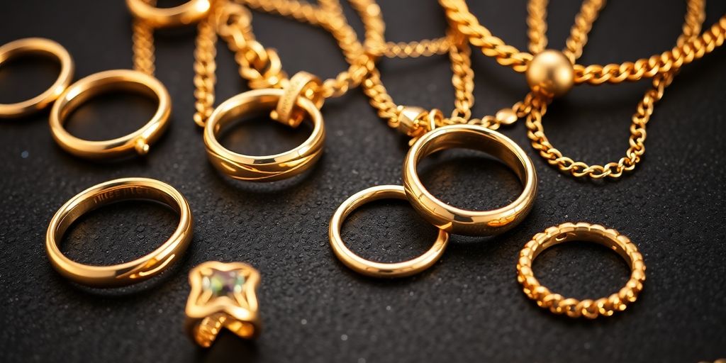 Bijoux en or sur fond sombre