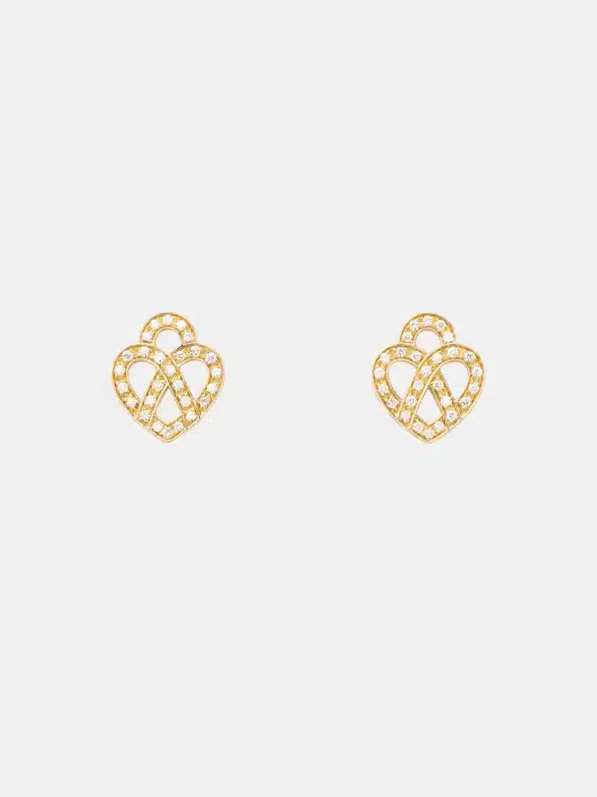 Boucles d’oreilles Coeur Entrelacé Poiray en or jaune, diamant 0.20ct
