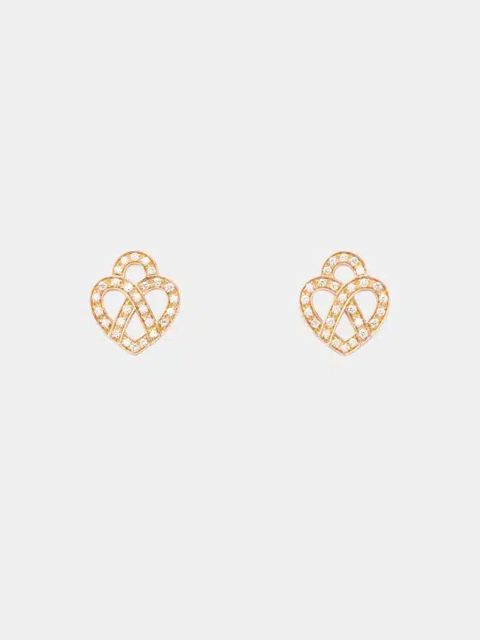 Boucles d’oreilles Coeur Entrelacé Poiray en or rose, diamant 0.2ct