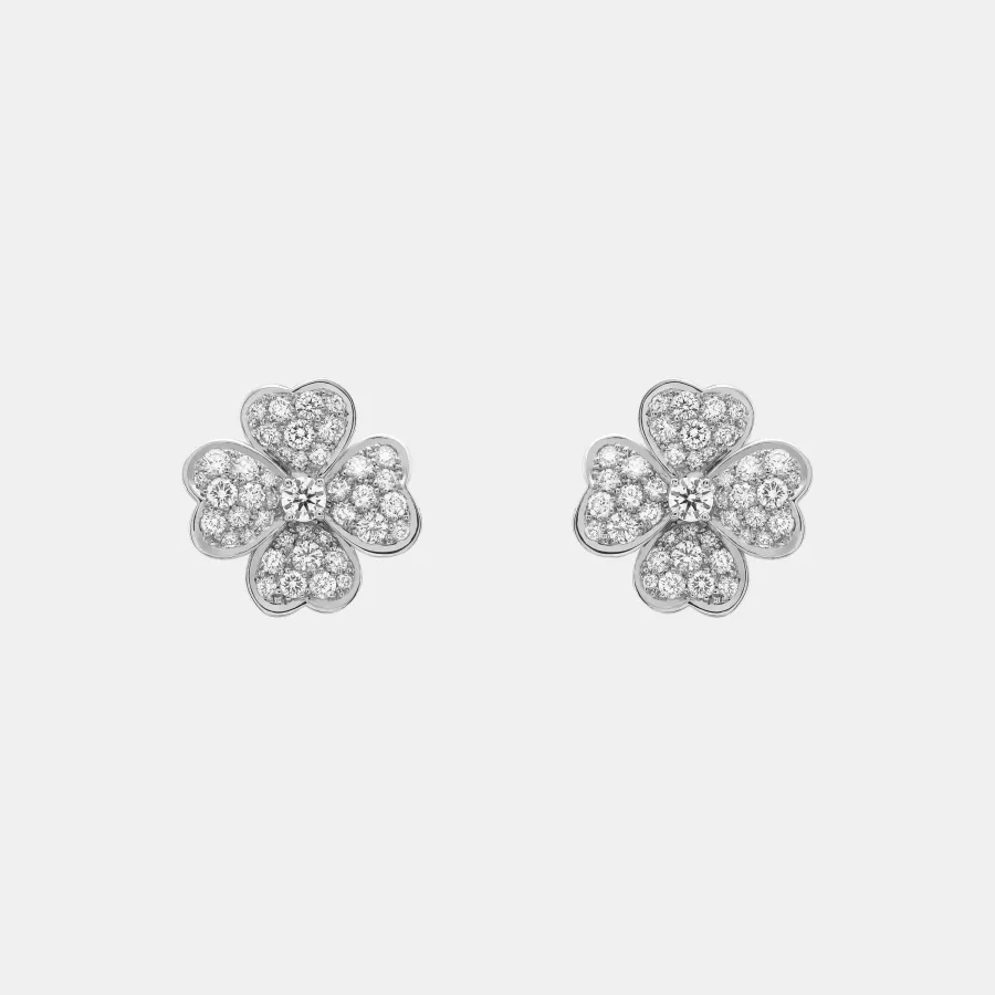 Boucles d’oreilles Cosmos Van Cleef & Arpels en or blanc, diamant 2.21ct