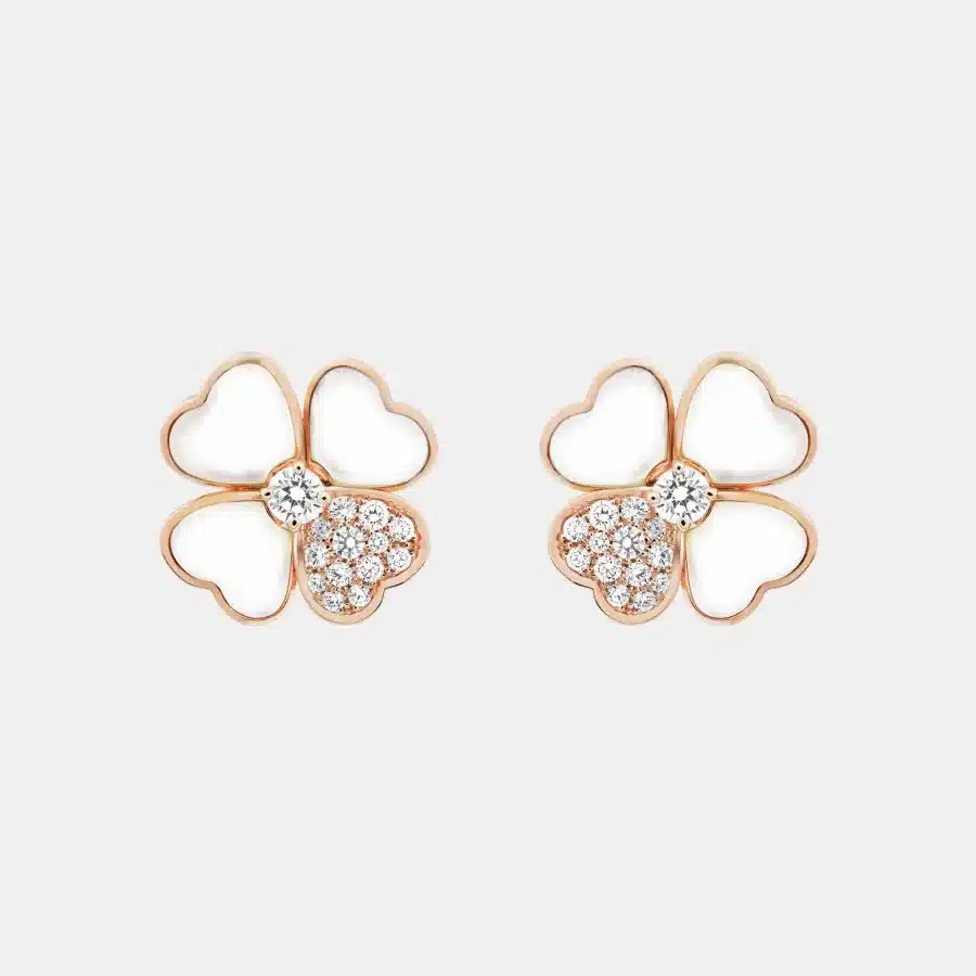 Boucles d’oreilles Cosmos Van Cleef & Arpels en or rose, diamant 0.29ct