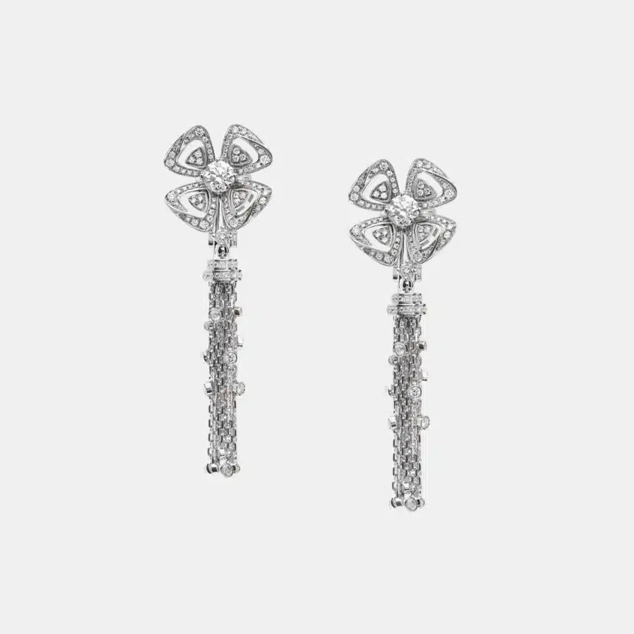 Boucles d'oreilles Fiorever Bulgari en or blanc, diamant 1.52ct — photographie du modèle, cote d’occasion GOLDMARKET