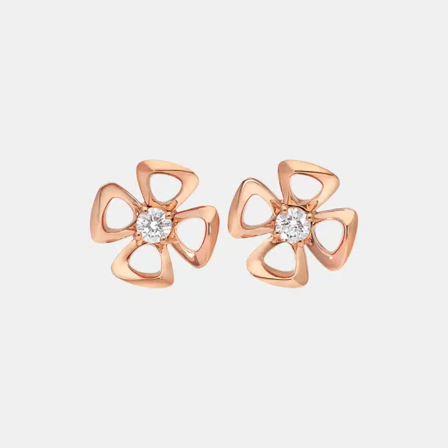 Boucles d'oreilles Fiorever Bulgari en or rose, diamant 0.21ct — photographie du modèle, cote d’occasion GOLDMARKET