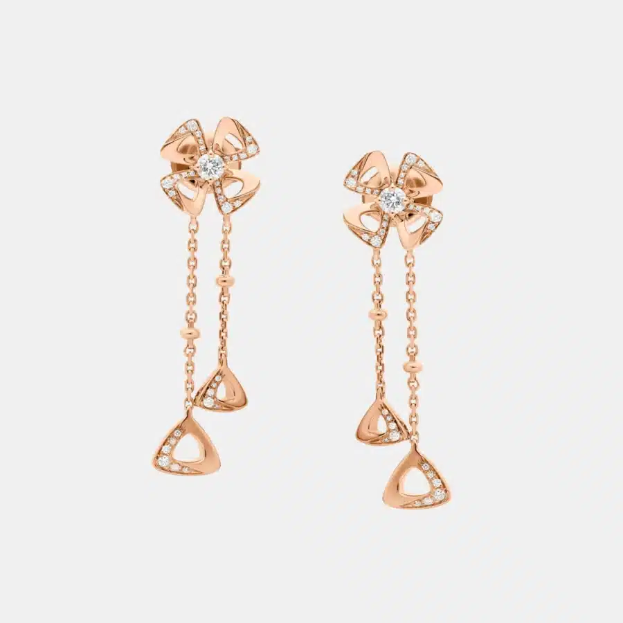 Boucles d'oreilles Fiorever Bulgari en or rose, diamant 0.38ct — photographie du modèle, cote d’occasion GOLDMARKET