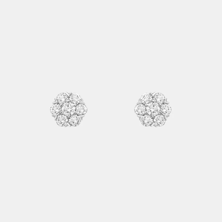 Boucles d’oreilles Fleurette Van Cleef & Arpels en or blanc, diamant 1.47ct