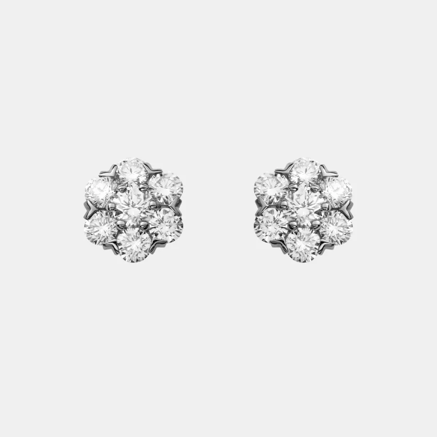 Boucles d’oreilles Fleurette Van Cleef & Arpels en or blanc, diamant 1.88ct