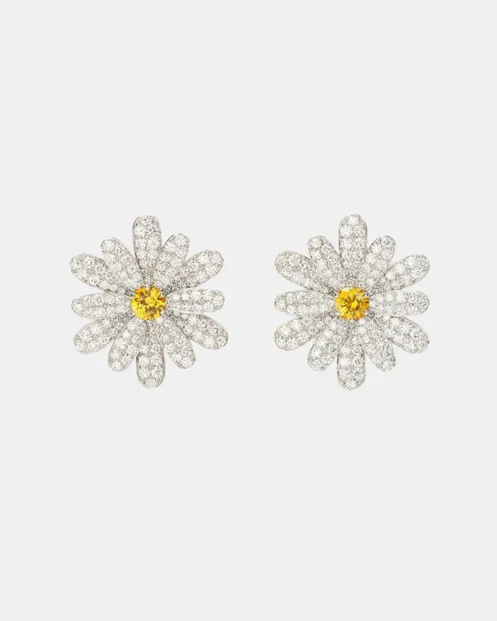 Boucles d’oreilles Flower Poiray Poiray en or blanc, saphir 1.7ct