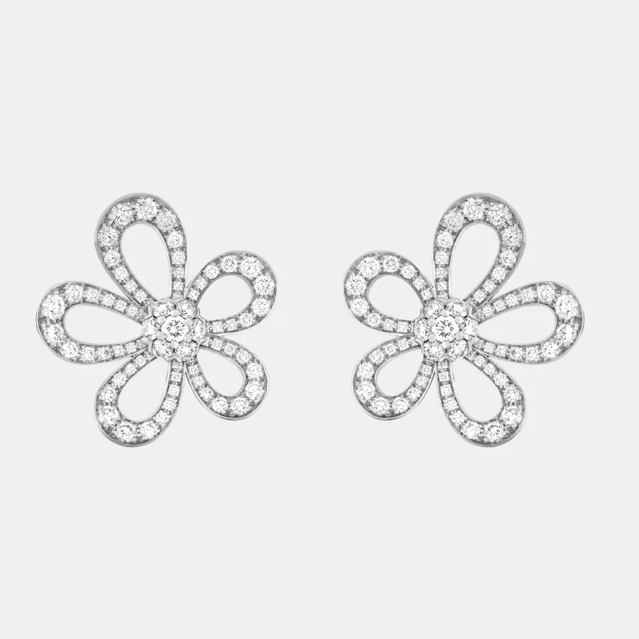 Boucles d’oreilles Flowerlace Van Cleef & Arpels en or blanc, diamant 2.59ct