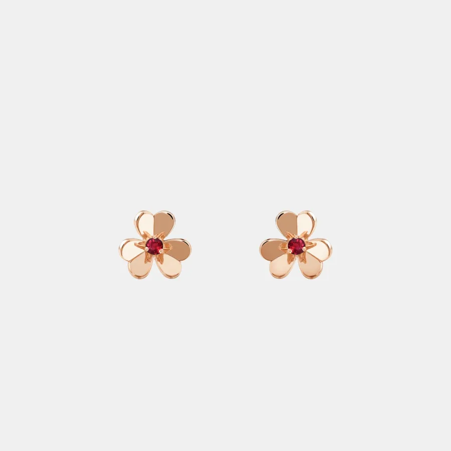 Boucles d'oreilles Frivole Van Cleef & Arpels en or rose, rubis 0.14ct — photographie du modèle, cote d’occasion GOLDMARKET