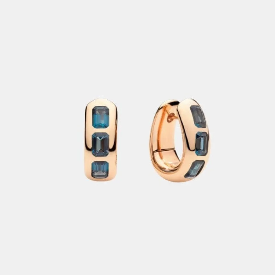Boucles d'oreilles Iconica Pomellato en or rose, topazes bleues de londres 3.6ct — photographie du modèle, cote d’occasion GOLDMARKET