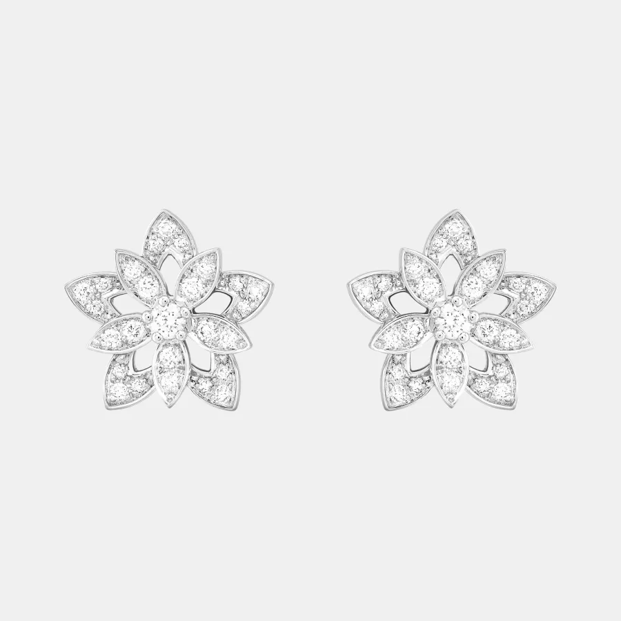 Boucles d’oreilles Lotus Van Cleef & Arpels en or blanc, diamant 0.32ct