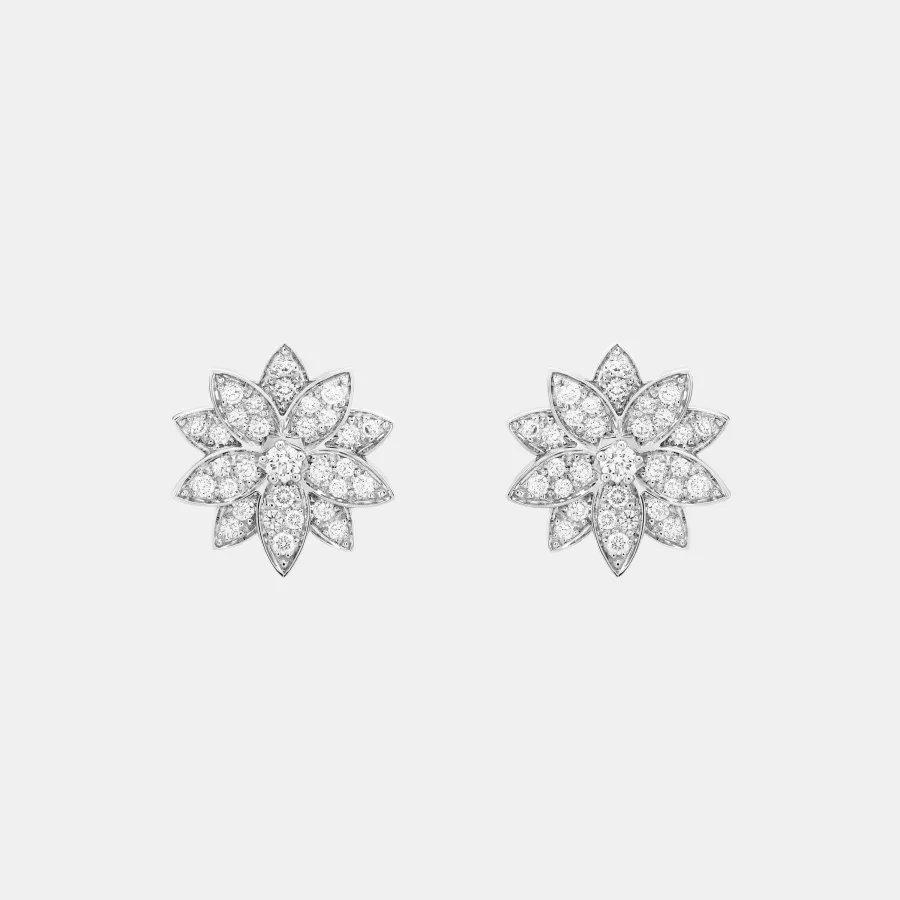 Boucles d’oreilles Lotus Van Cleef & Arpels en or blanc, diamant 0.93ct