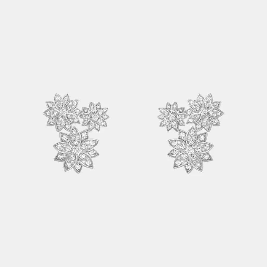 Boucles d’oreilles Lotus Van Cleef & Arpels en or blanc, diamant 1.44ct
