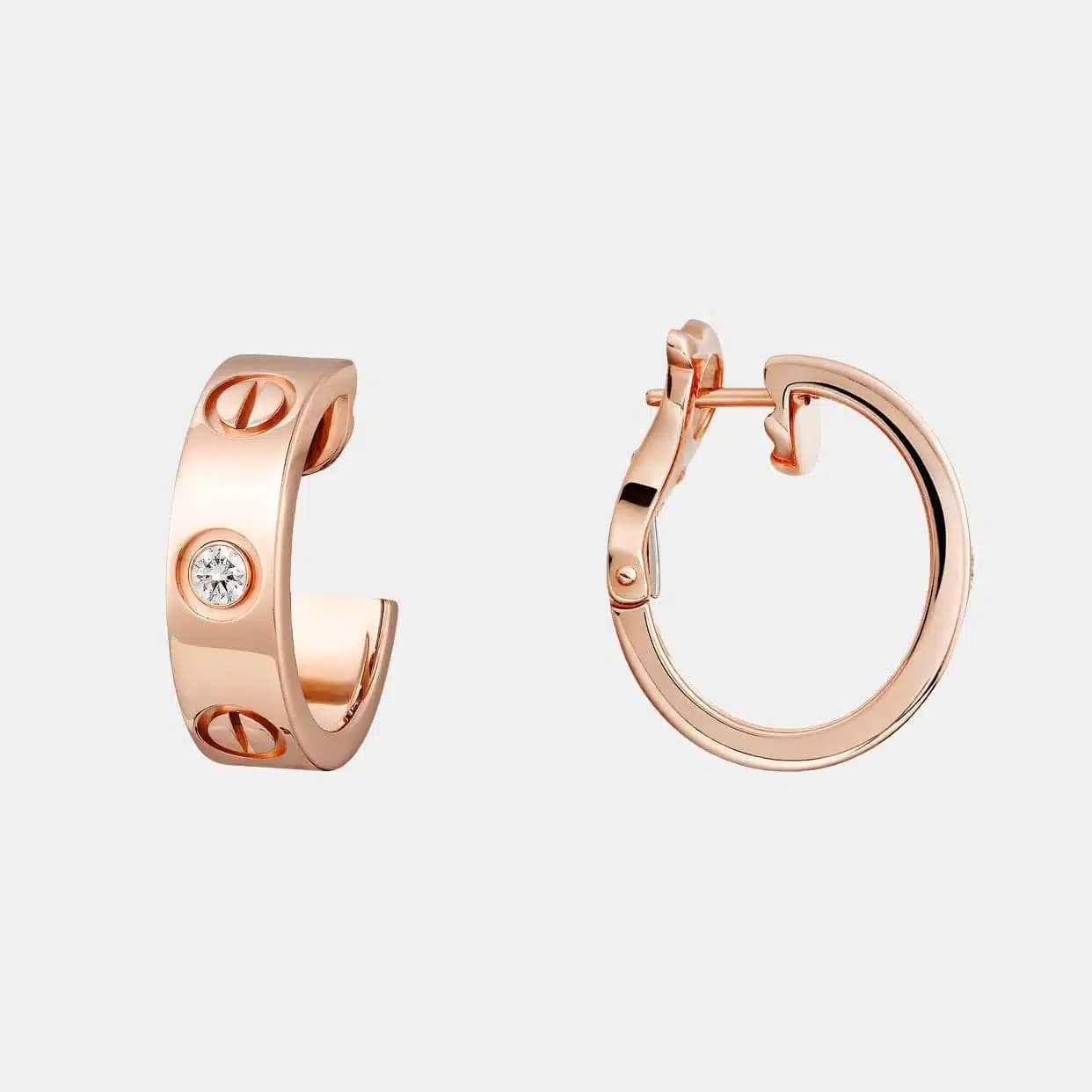 Boucles d'oreilles Love Cartier en or rose, diamant — photographie du modèle, cote d’occasion GOLDMARKET