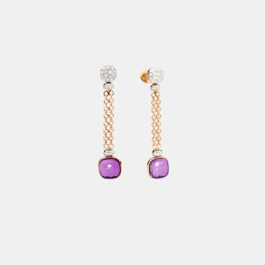 Boucles d'oreilles Nudo Pomellato en or, améthyste — photographie du modèle, cote d’occasion GOLDMARKET