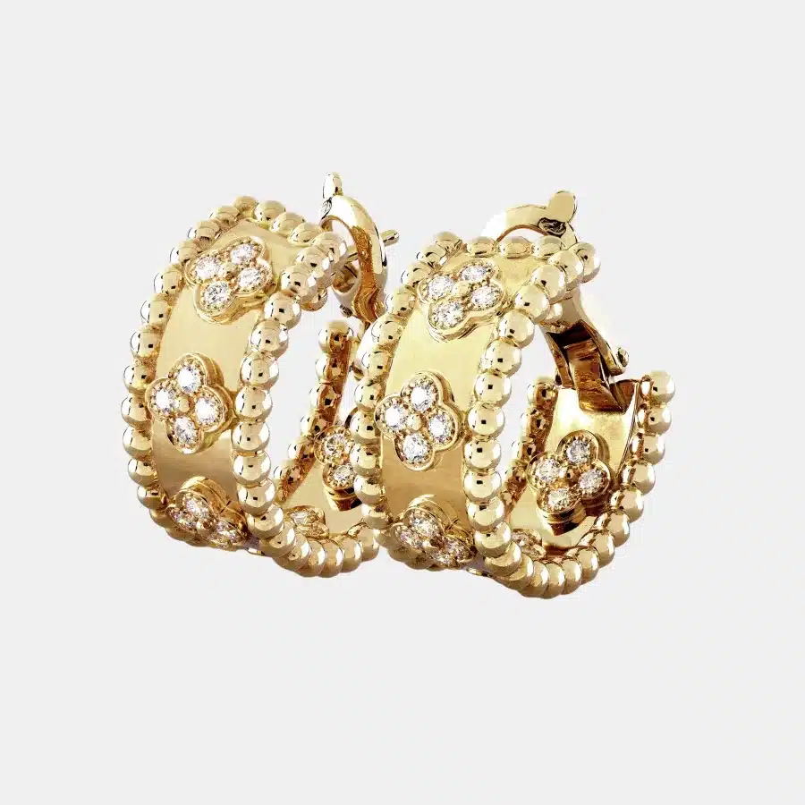 Boucles d'oreilles Perlée Van Cleef & Arpels en or jaune, diamant 0.62ct — photographie du modèle, cote d’occasion GOLDMARKET